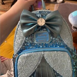 Disney Loungefly Blue Sequin Backpack Cinderella